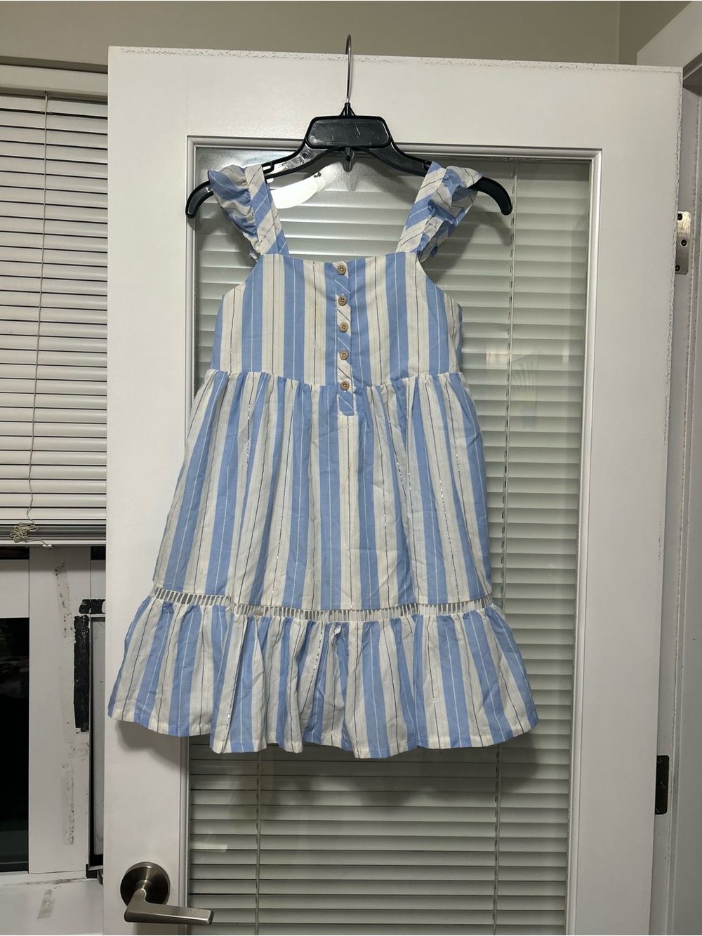 Blue & White Striped Ruffle Sundress age 10